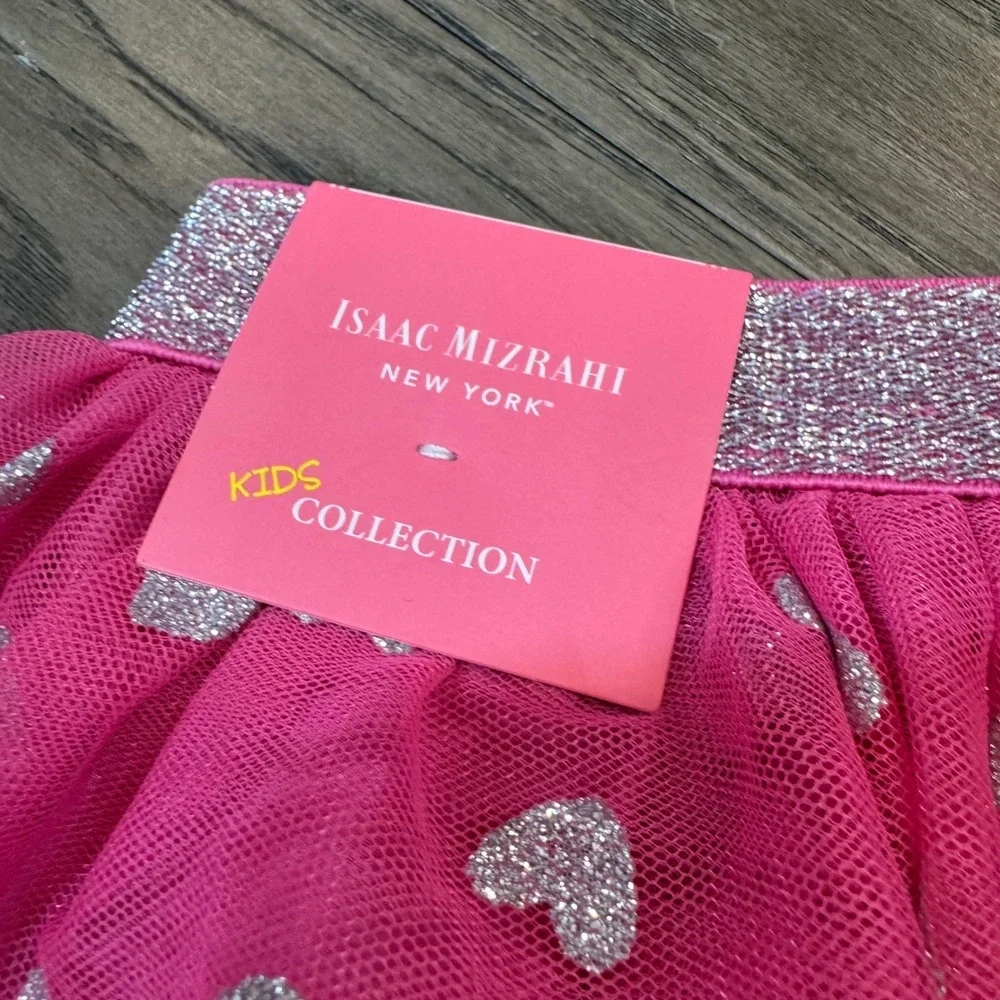 Isaac Mizrahi‎ Pink Tutu Skirt Silver Hearts Glitter Waist Girls Size 5/6
